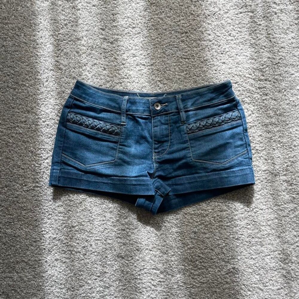 Bullhead boho braided denim shorts